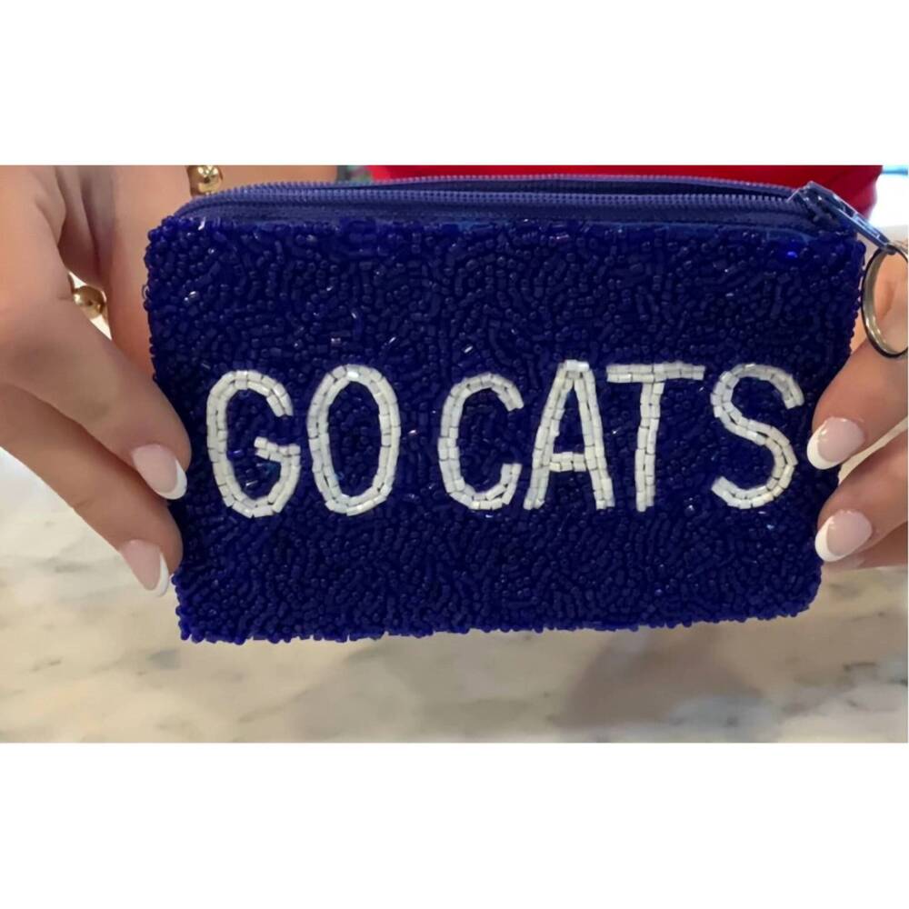 NEW TIANA uk go cats beaded small coin purse in blue